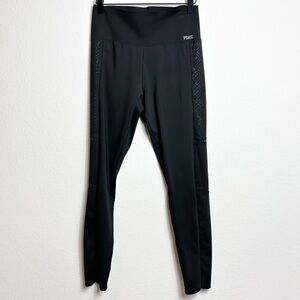 PINK VICTORIA'S SECRET BLACK MESH WITH PINK PRINT LETTERS SIZE MEDIUM LEGGINGS